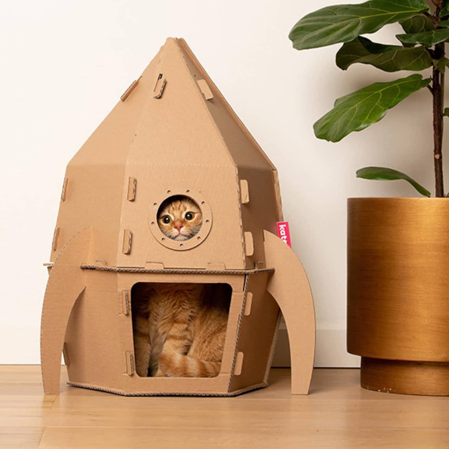 Cardboard Retro Rocket Ship for Space Cats