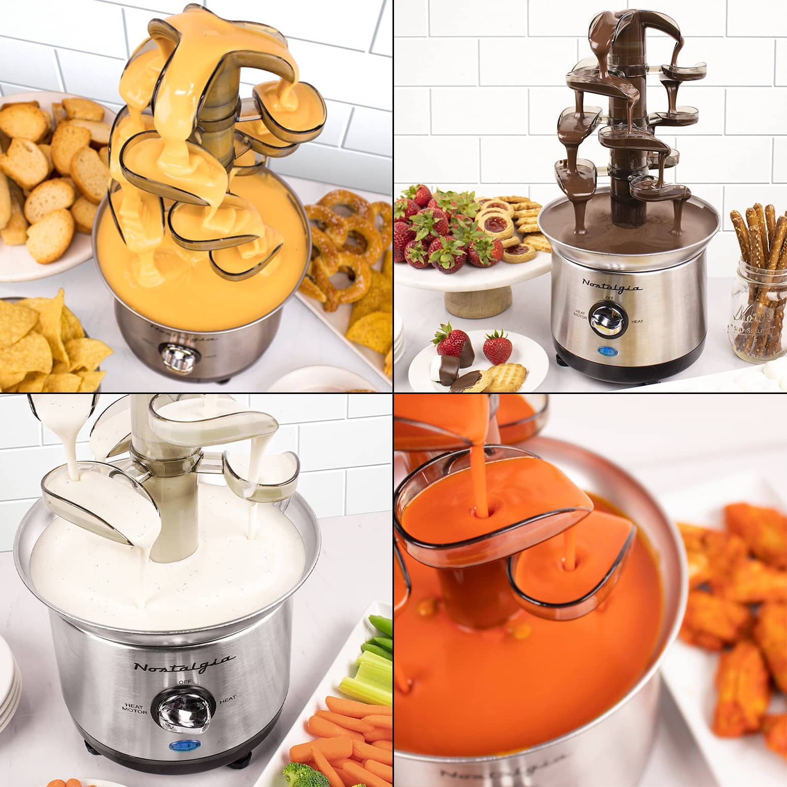 Cascading Fondue Fountain - Chocolate, Cheese, Ranch, Sauces, and More