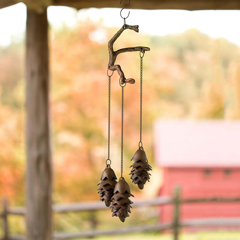 Cast Iron Triple Pine Cone Wind Chime