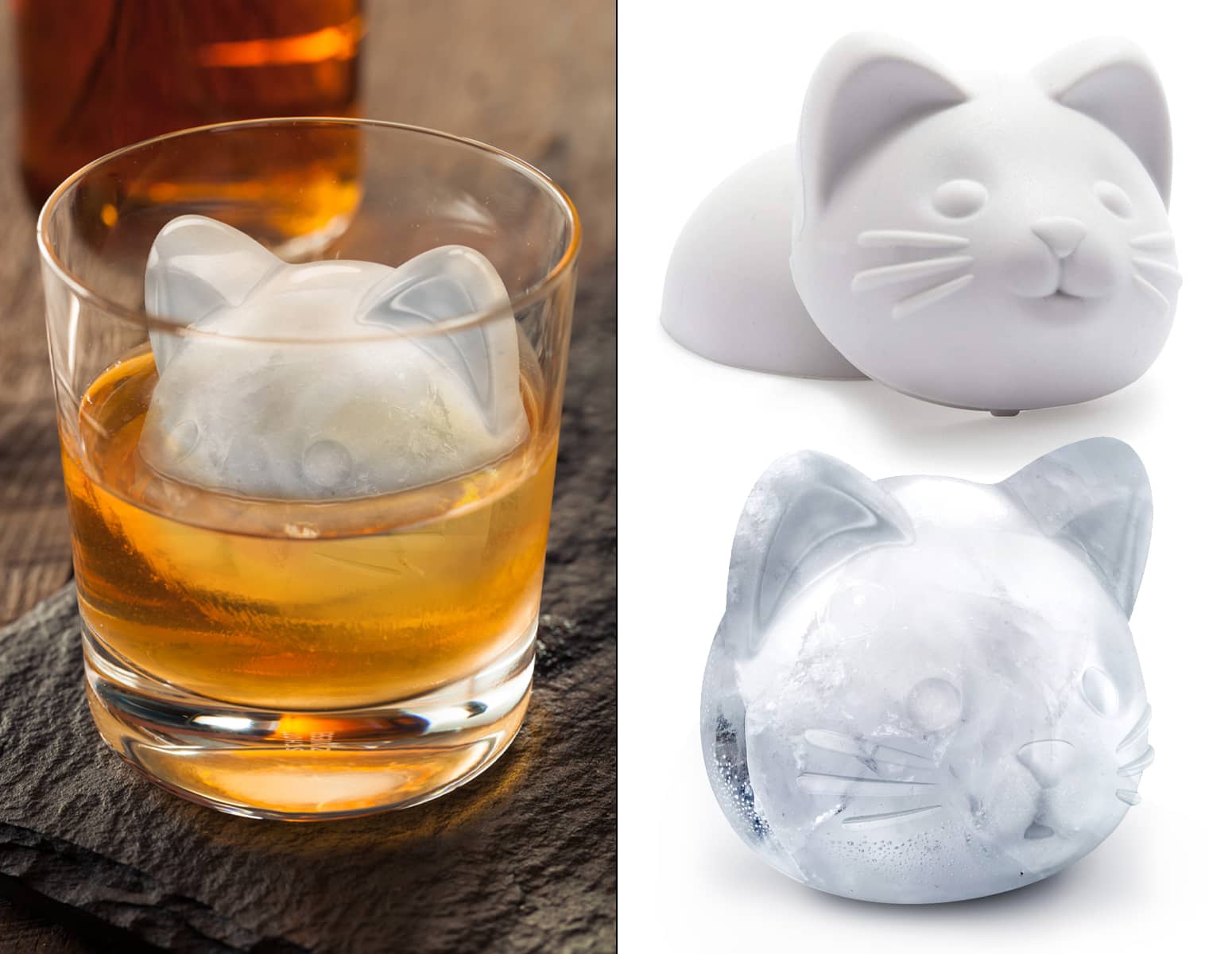 Cat Face Ice Cube Trays Silicone Molds Set of 2, Animal Kitty Cat