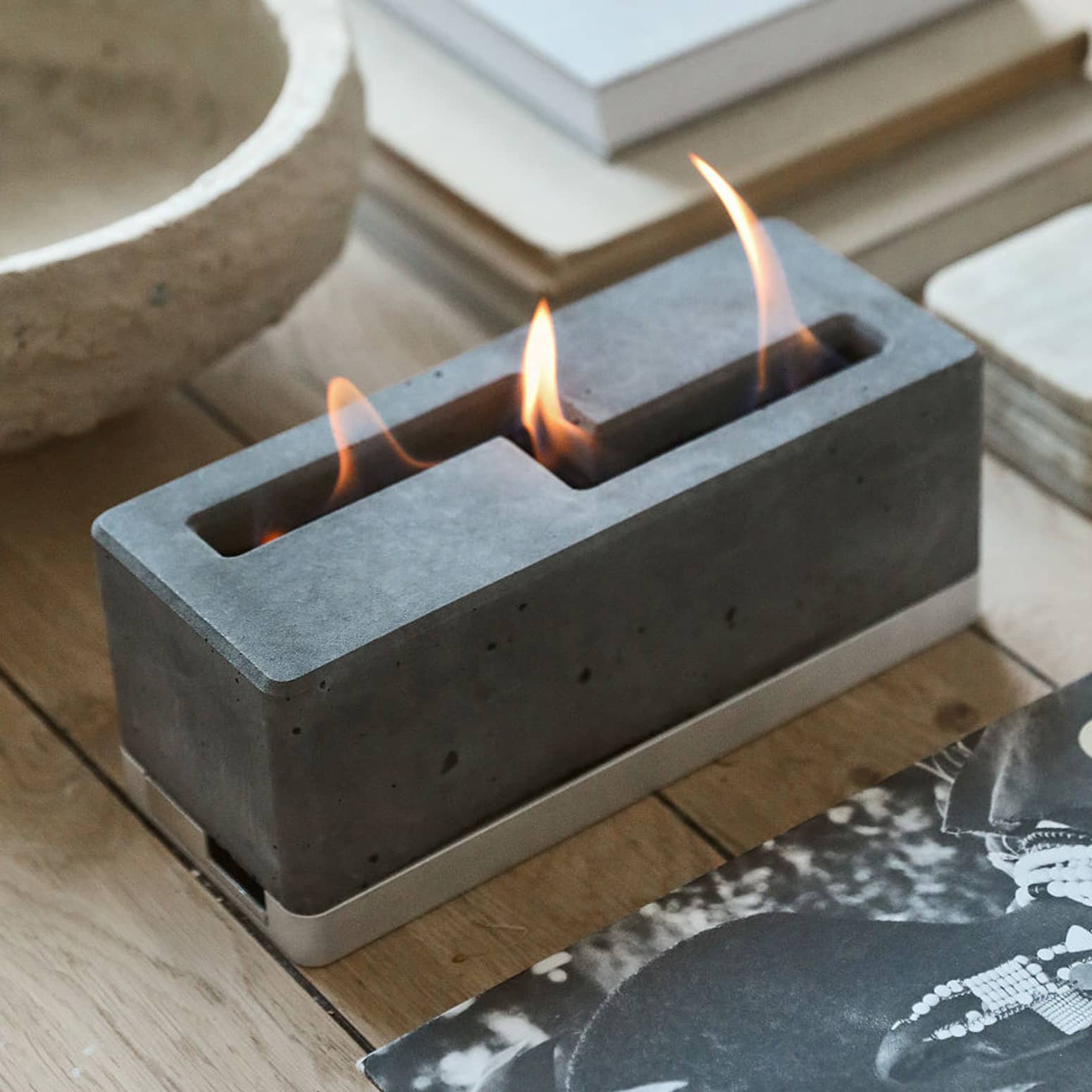 Cement Tabletop Fireplace - Fueled by Rubbing Alcohol