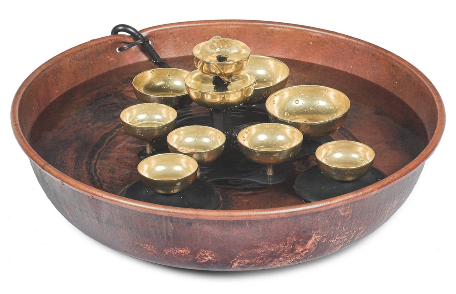 Chiming Water Bell Fountain - Copper Bowl and Solid Brass Bells