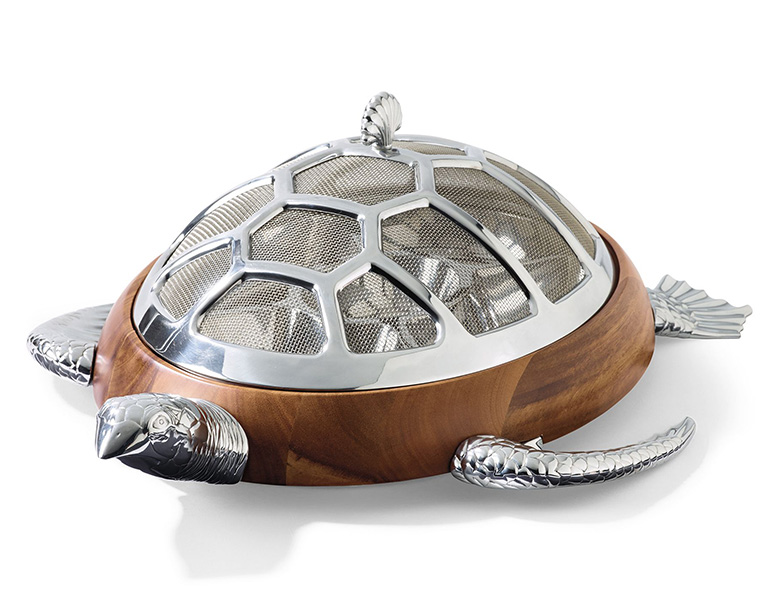 Covered Turtle Chip and Dip Server with Mesh Shell Dome