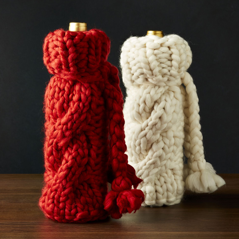 Cozy Cable Knit Sweater Wine Bottle Covers