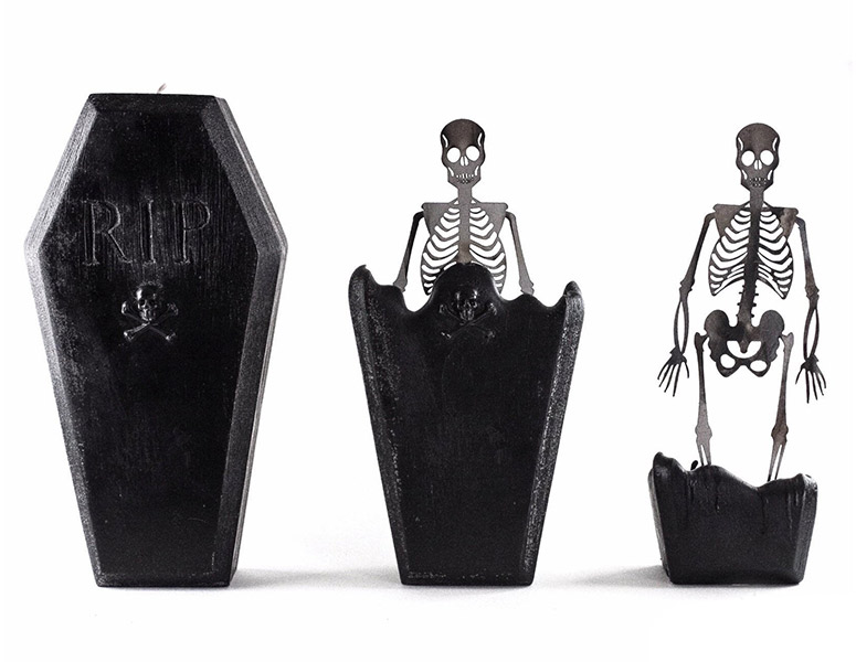 Creepy Coffin Skeleton Candle