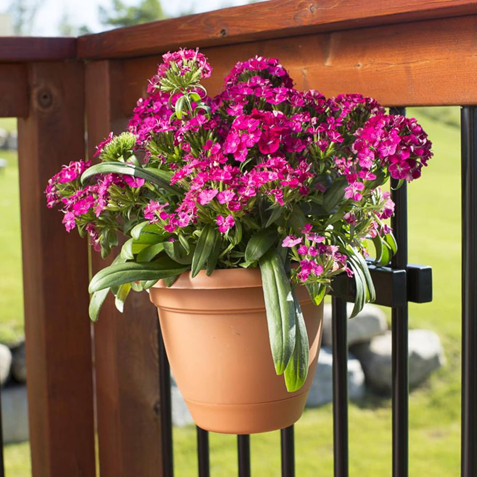 Deck Railing Round Planter Holders