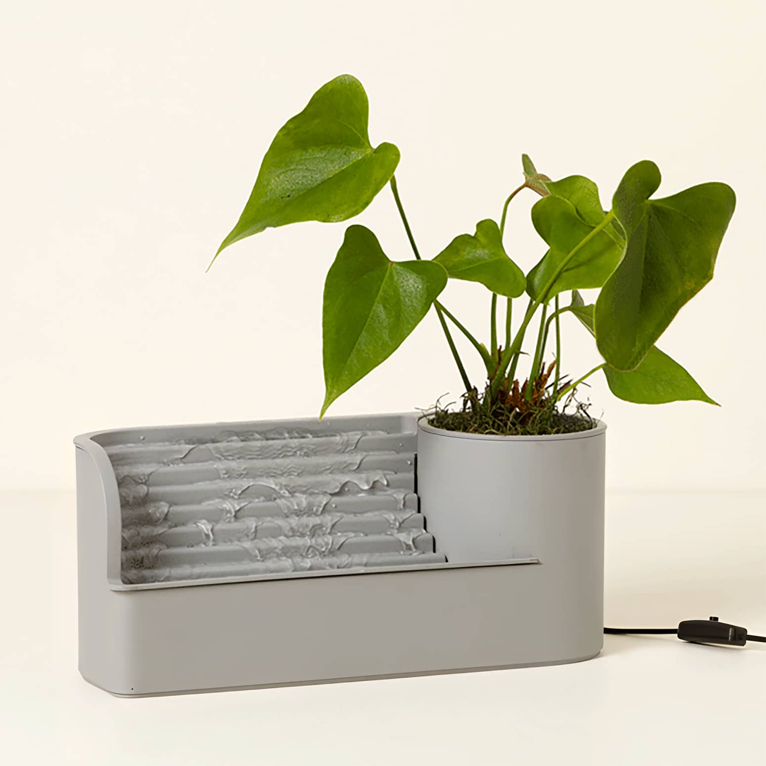 Desktop Waterfall Fountain With Side Planter / Pen Holder