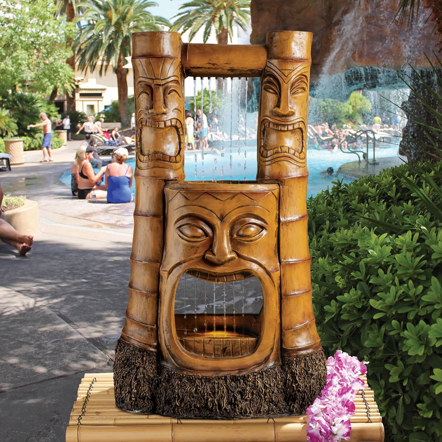 Double-Level Tiki Water Fountain