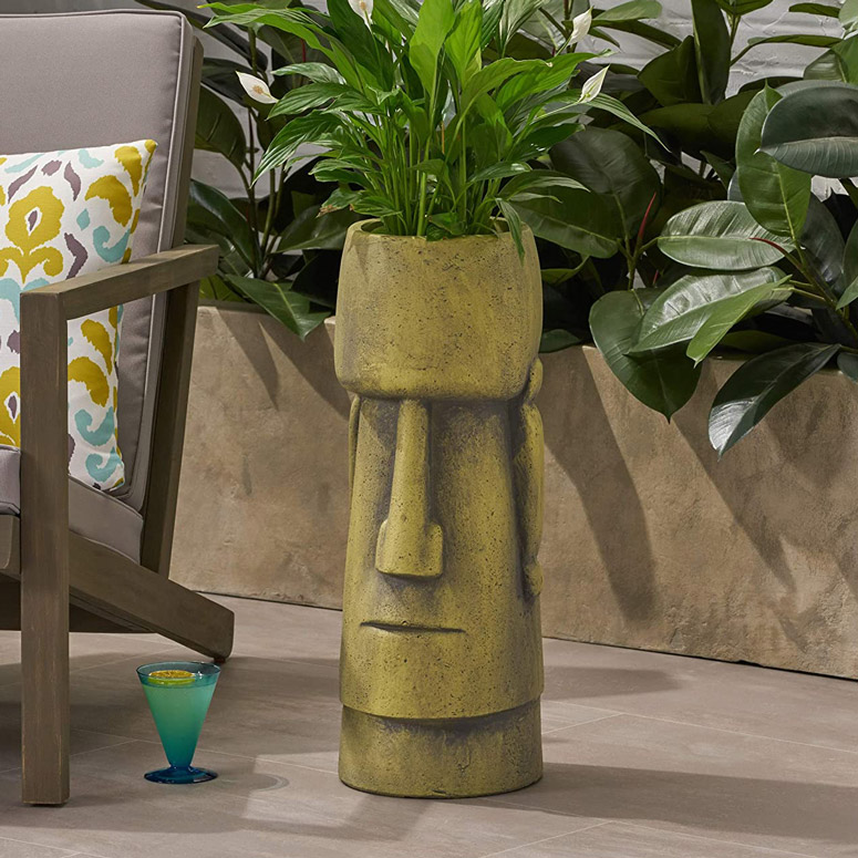 Easter Island Moai Head Urn Planter