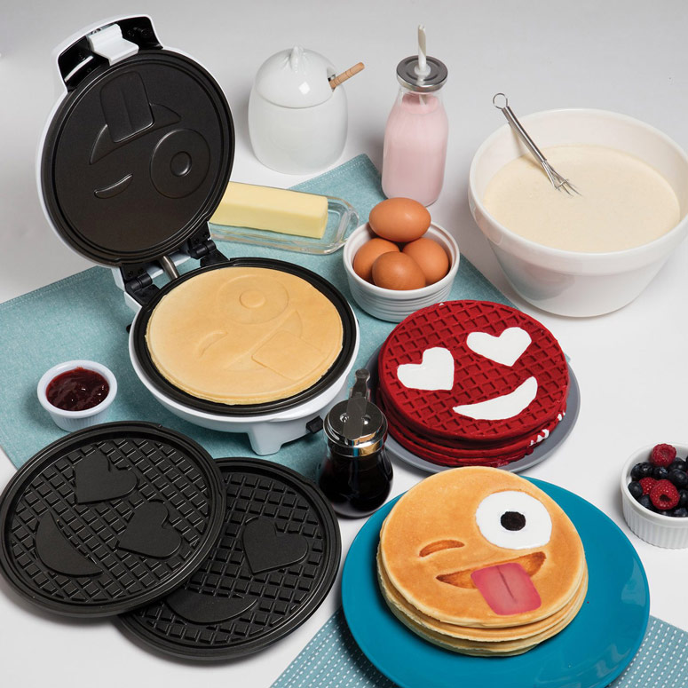 Emoji Pancake and Waffle Maker w/ Interchangeable Plates