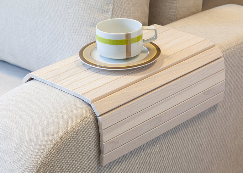 Flexible Wooden Sofa Armrest Tray Table
