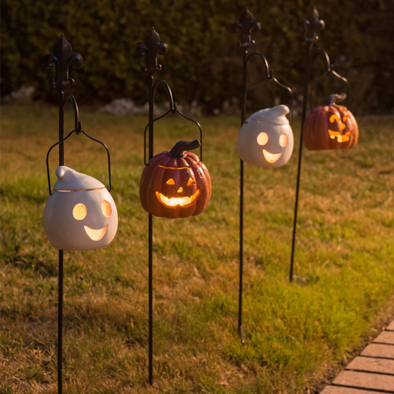 Ghost and Pumpkin Halloween Pathway Lanterns