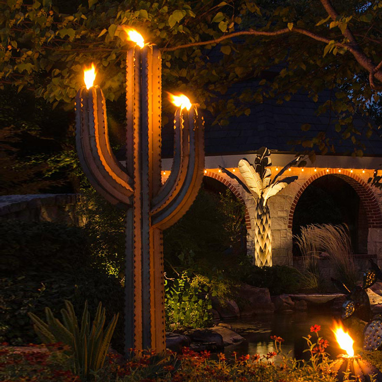 Giant Steel Saguaro Cactus Torches