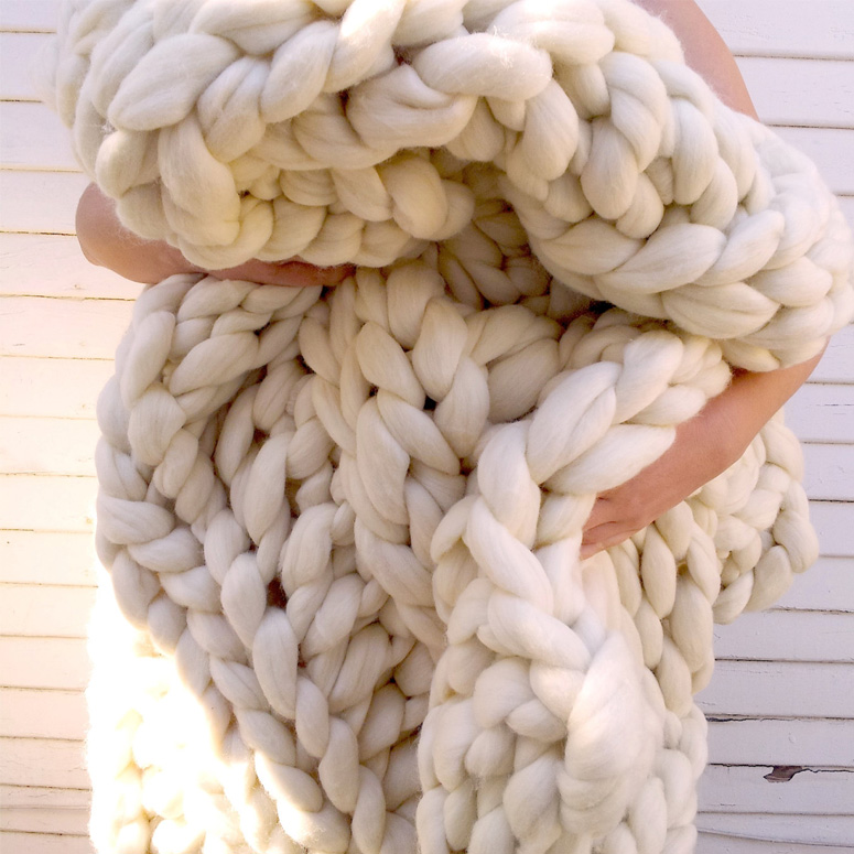 Giant Super Chunky Knit Wool Blanket