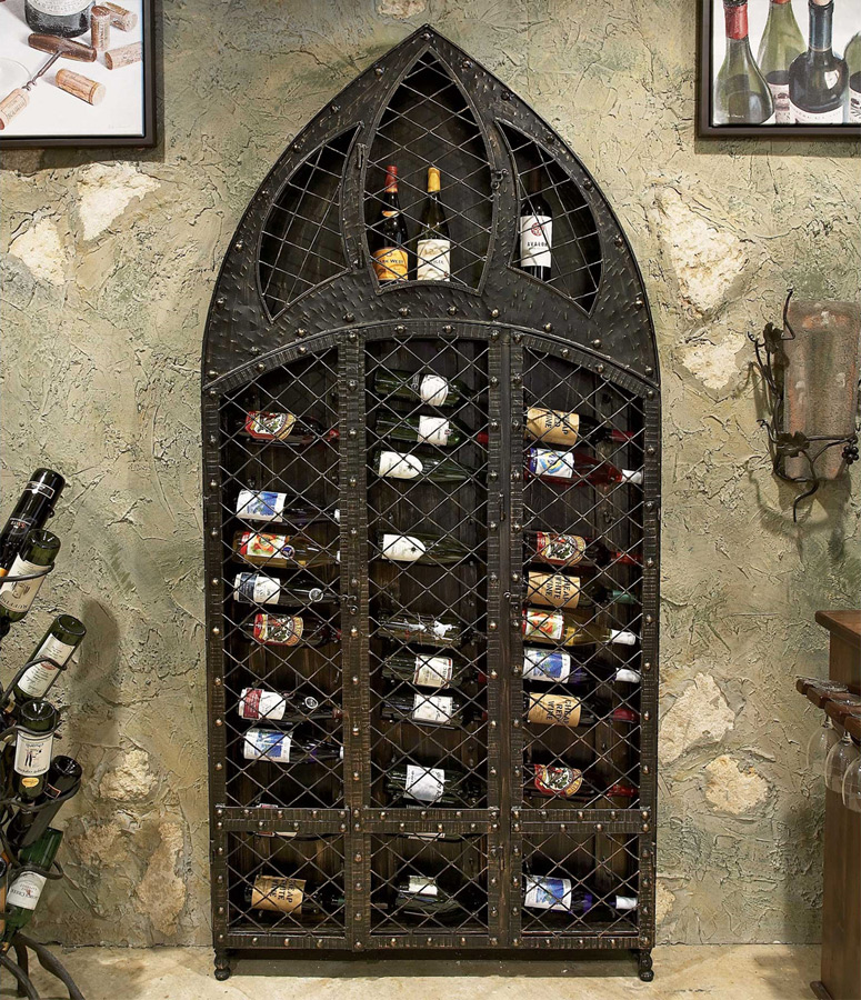 Gothic Wrought Iron Wine Bottle Rack