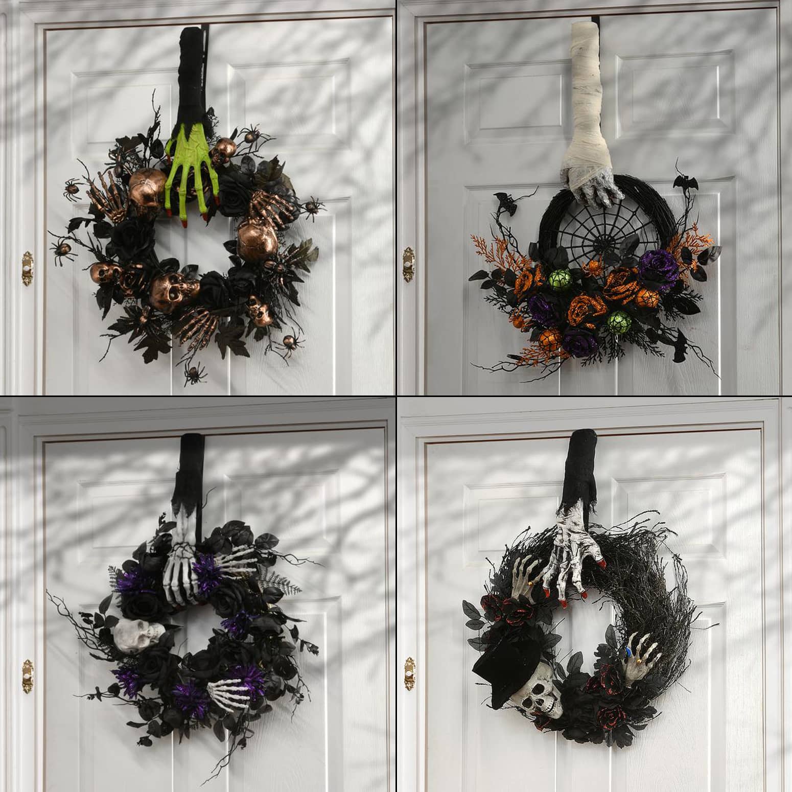 Halloween Hand Wreath Hanger - Witch, Mummy, Zombie, or Skeleton