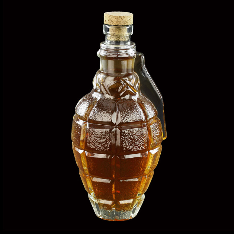 Hand Grenade Glass Whiskey Decanter