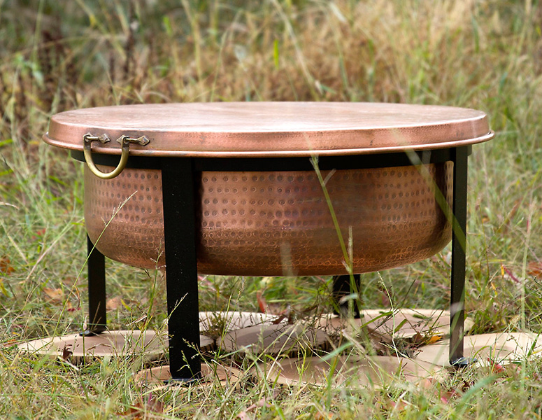 Handcrafted Copper Fire Pit Grill, Copper Fire Pits Outdoors