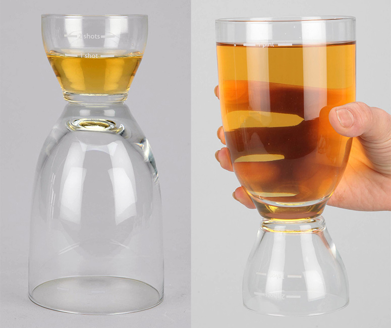 Happy Hour Glass - Dual Shot / Beer Glass