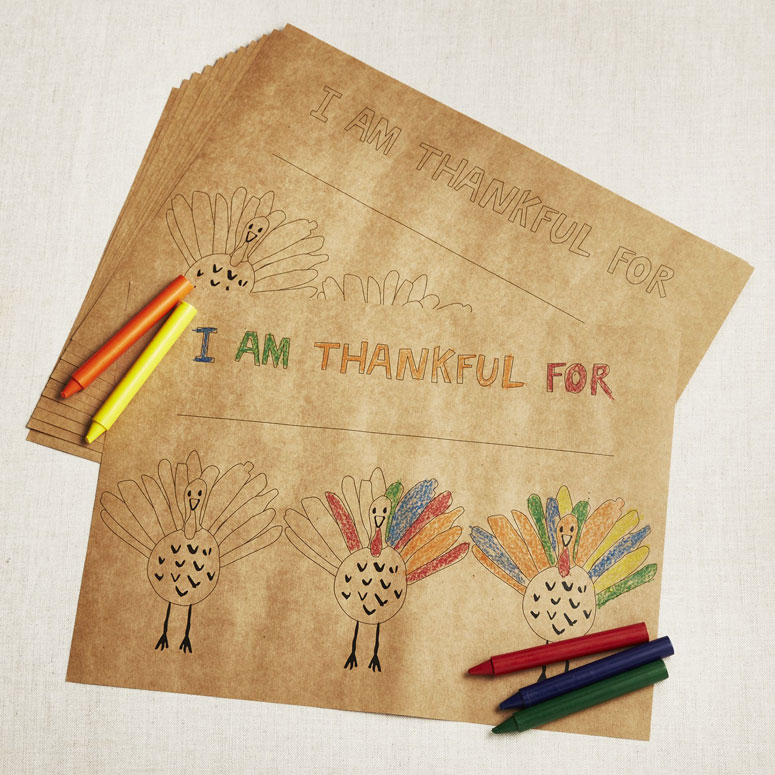 Happy Turkey - Thanksgiving Coloring Paper Placemats