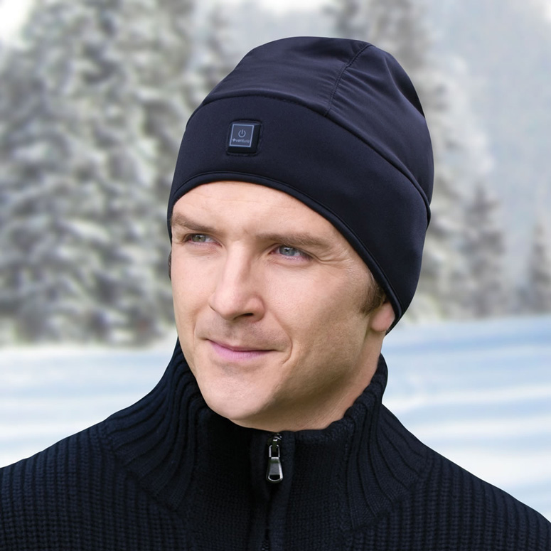 Bloomma Men Women Rechargeable Electric Warm Heated Hat Winter Battery Heat Cap Thick Warm Cable Knit Cap for Outdoor Skiing 