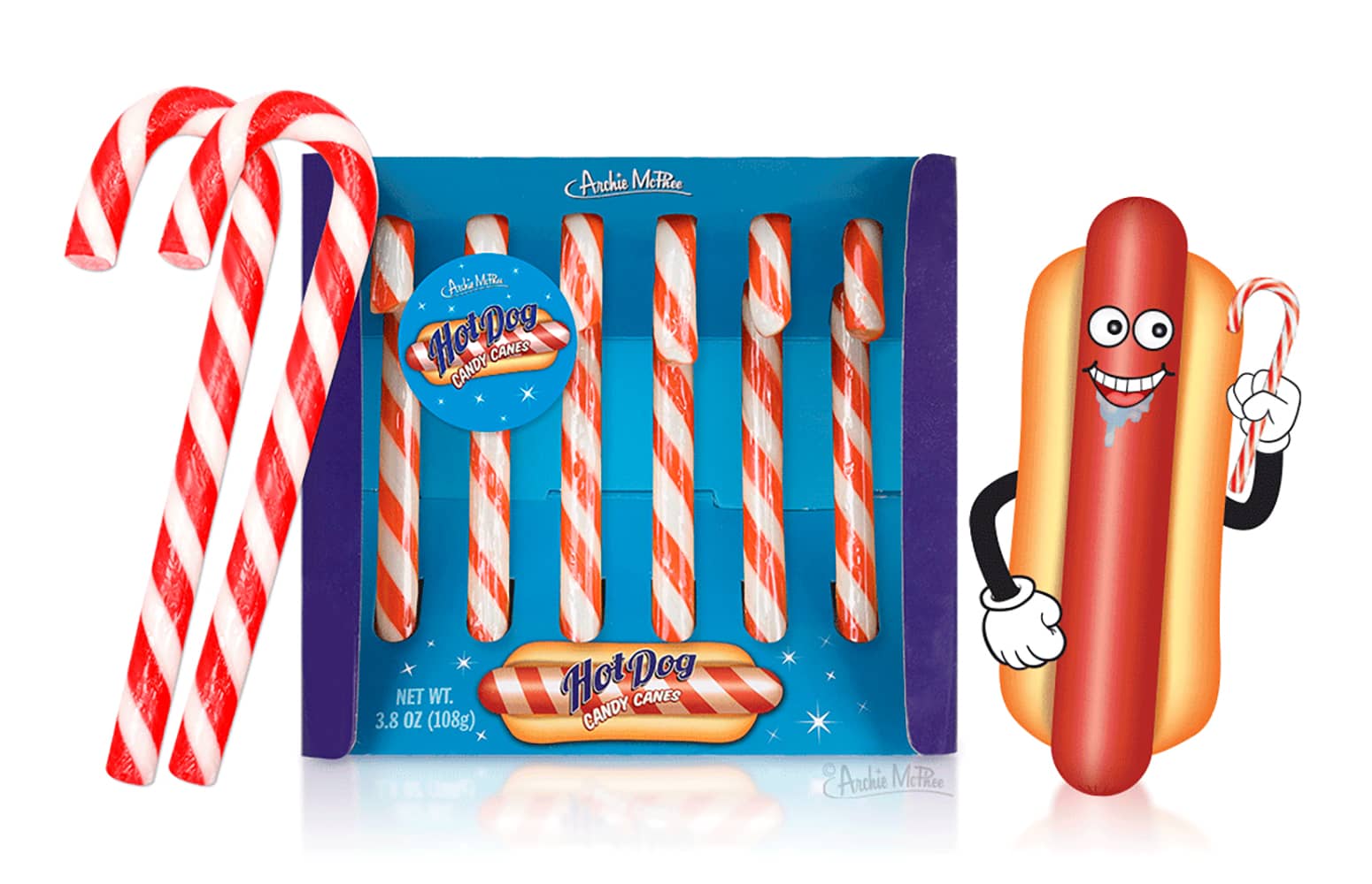 Hot Dog Candy Canes