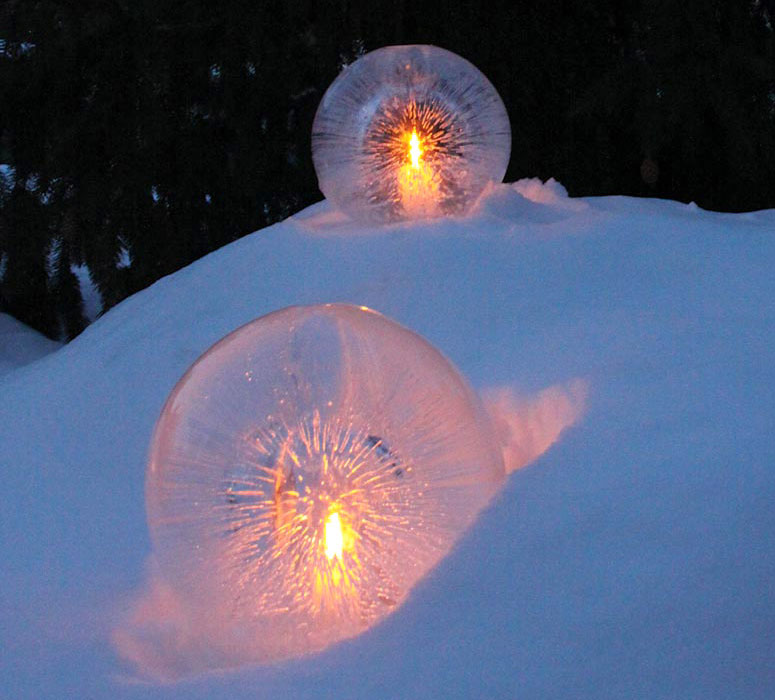 Light up a Globe Ice Lantern with LED lights! - Wintercraft