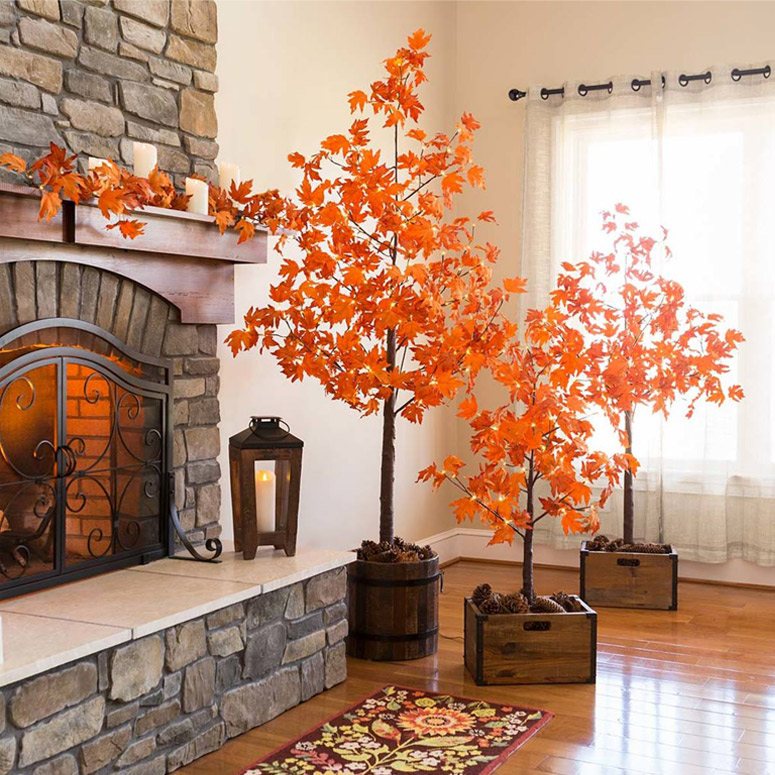 Indoor Outdoor Lighted Maple Trees, Outdoor Lighted Fake Trees