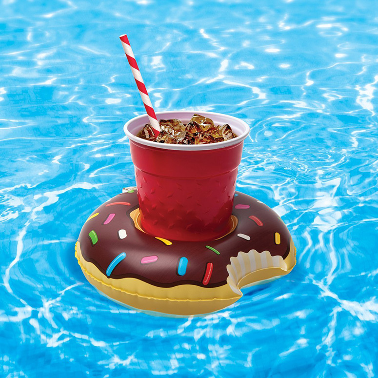 12 PCS Donuts Floating Coasters 3 Color Doughnut for Pool Party Water Fun HansGo Inflatable Drink Holder 