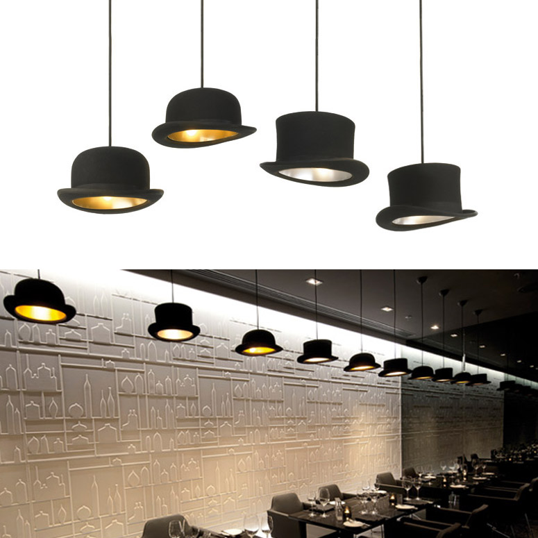Jeeves And Wooster - Authentic Bowler and Top Hat Pendant Lights