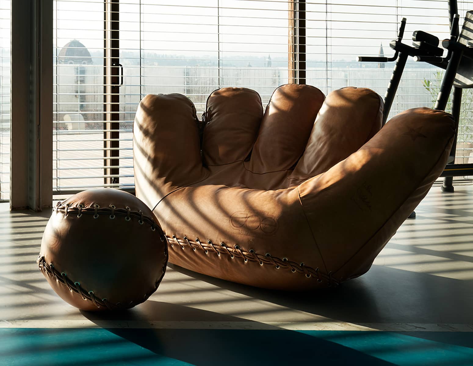 JOE Armchair - Giant Leather Baseball Glove Chair and Baseball Ottoman