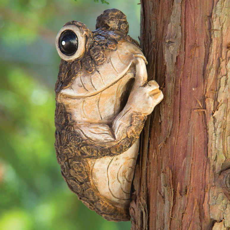 Keep Quiet Tree Frog Peeker Sculpture