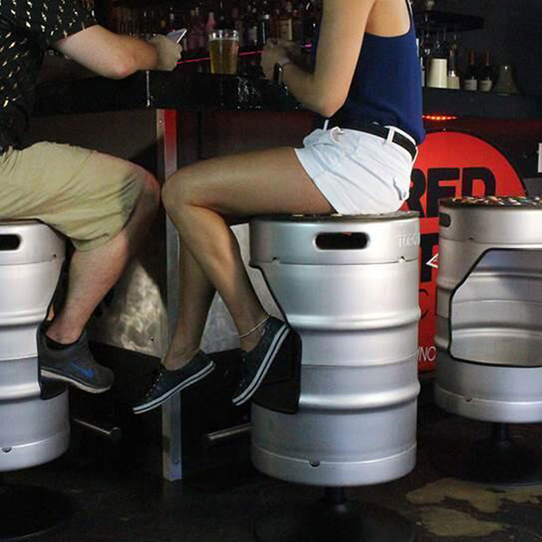 KegStool - Swivel Bar Stool Made From an Upcycled Keg