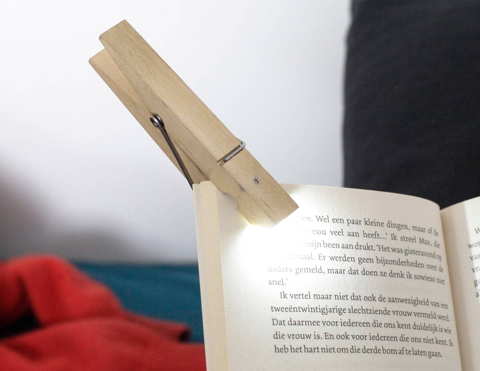 Kikkerland Clothespin Clip Light - Clip-On Flashlight / Book Light