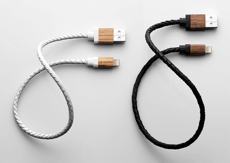 Le Cord Leather and Wood Charge Cable for iPhone and iPad