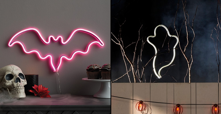 LED Bat and Ghost Silhouette Signs