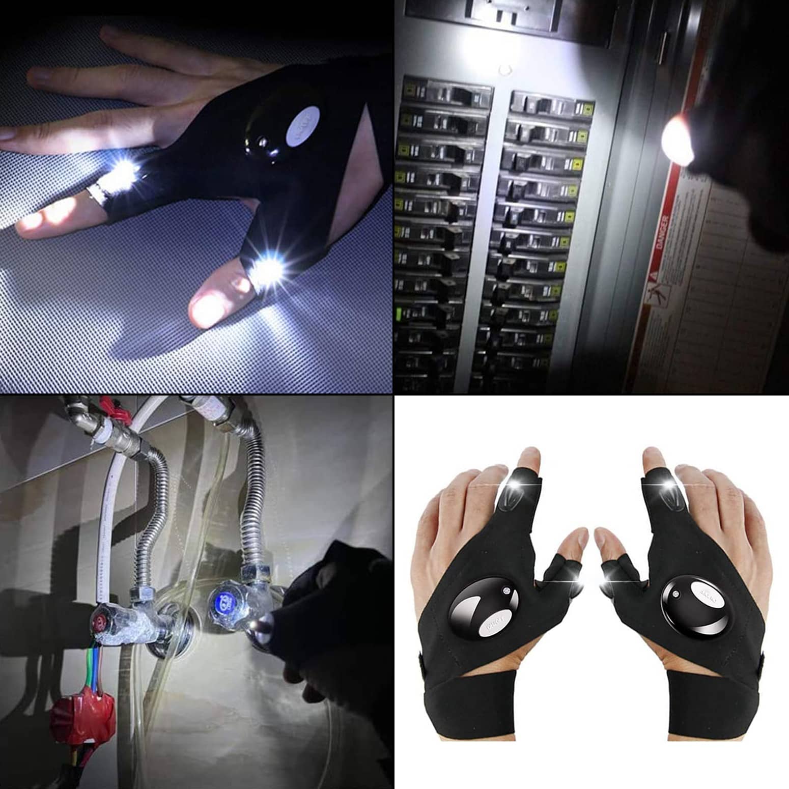 ONECES Multi-Function LED Flashlight Gloves for Repairing Cars Night Running Fishing Camping Hiking in Dark Place 1 Pair