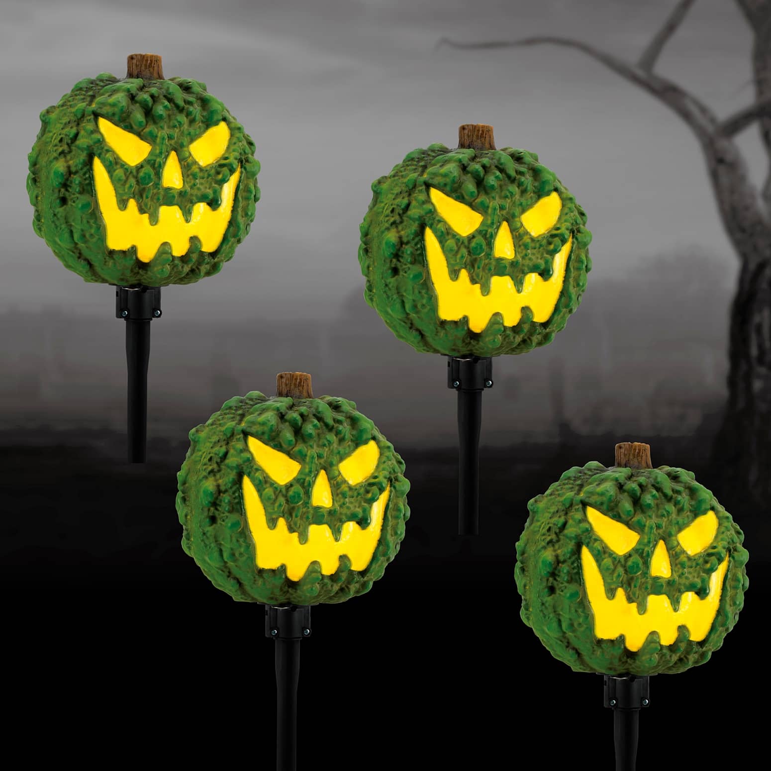 LED Green Jack-O-Lantern Pathway Marker Lights