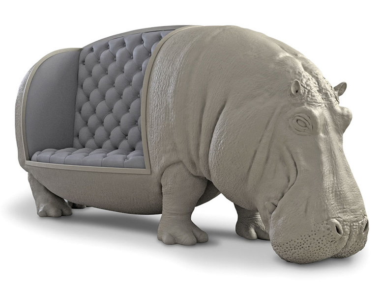 Lifesize Hippopotamus Sofa / Statue