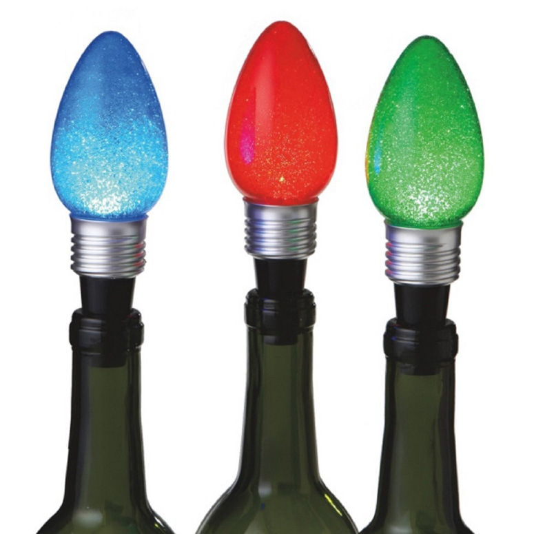 Lighted Holiday Bulb Wine Bottle Stoppers
