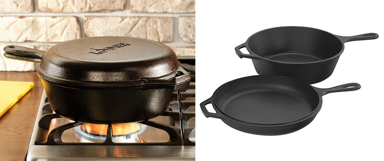 Lodge 2-Piece Pre-Seasoned Cast Iron Combo Cooker LCC3, 3.2 Quart