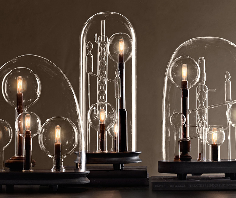 Mad Scientist Chemistry Lamps Beneath Glass Cloches