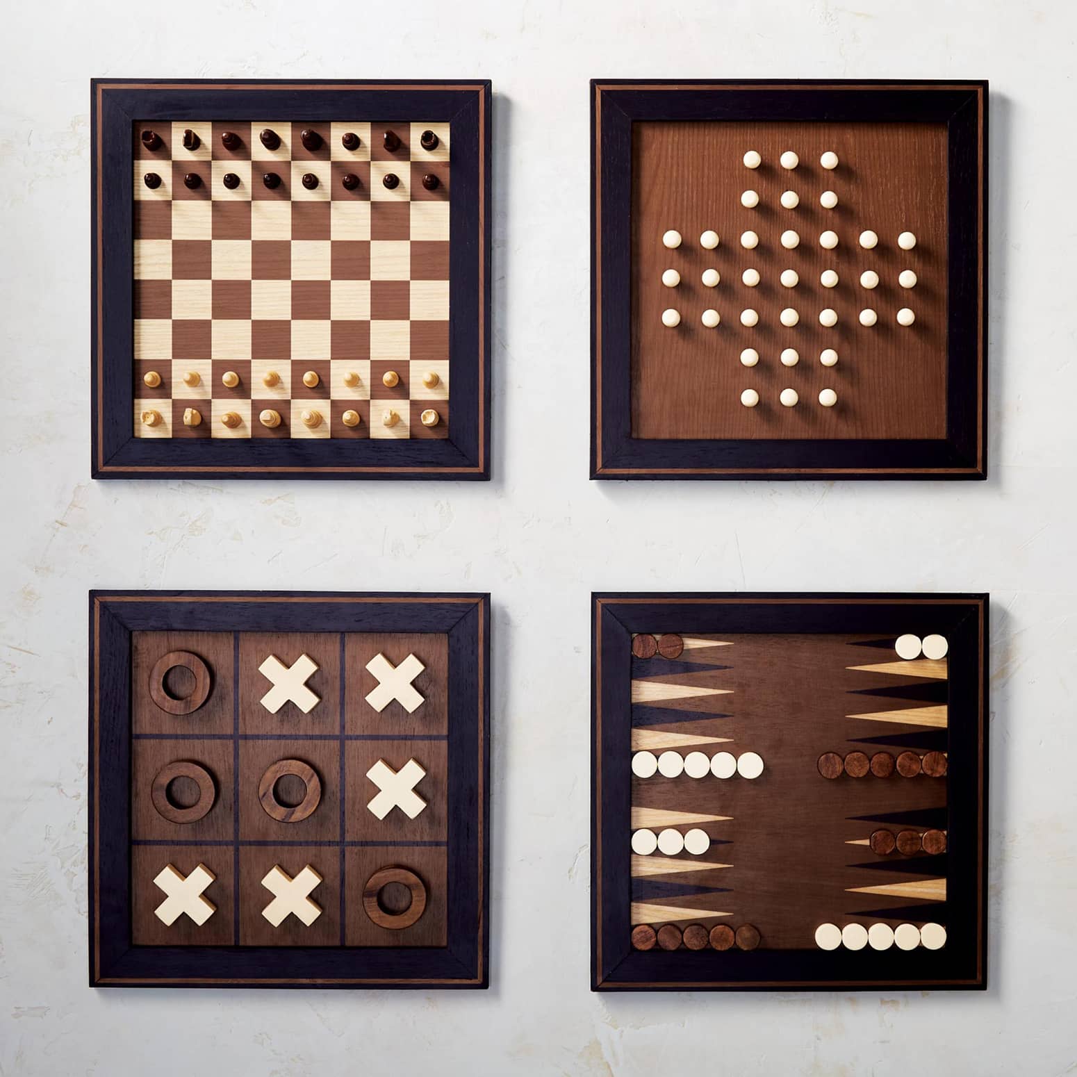 Magnetic Wall Game Collection - Chess, Backgammon, Tic-Tac-Toe, Solitaire