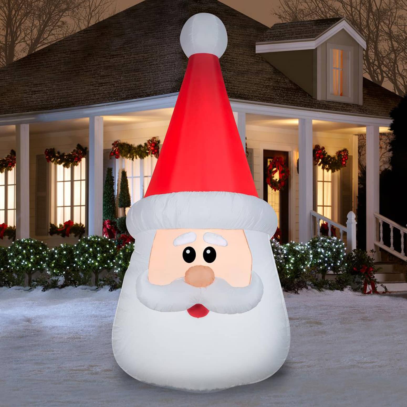 Massive 10 Foot Tall Inflatable Santa Claus Head