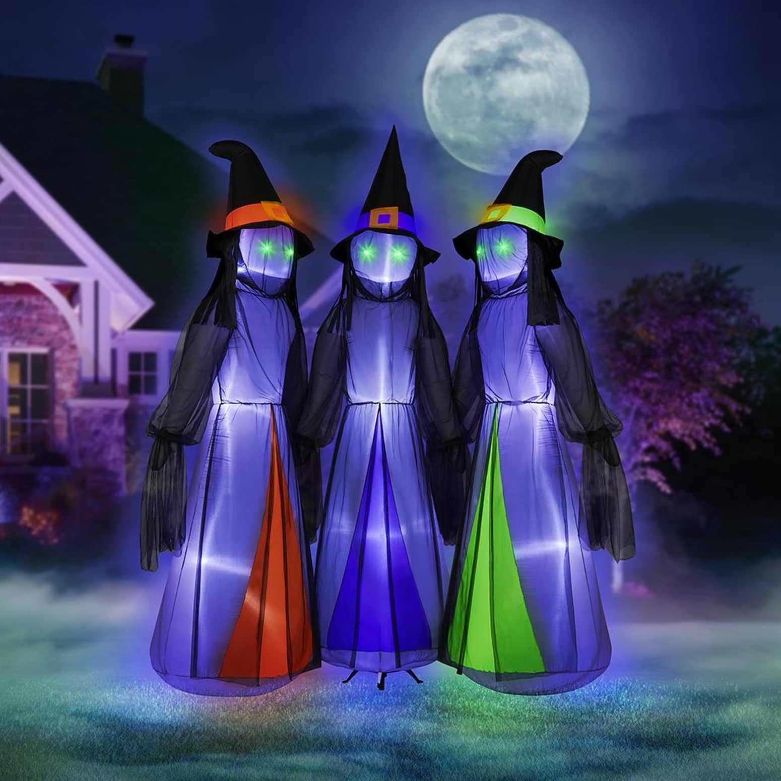 Massive 12 Foot Tall Trio of Inflatable Witches