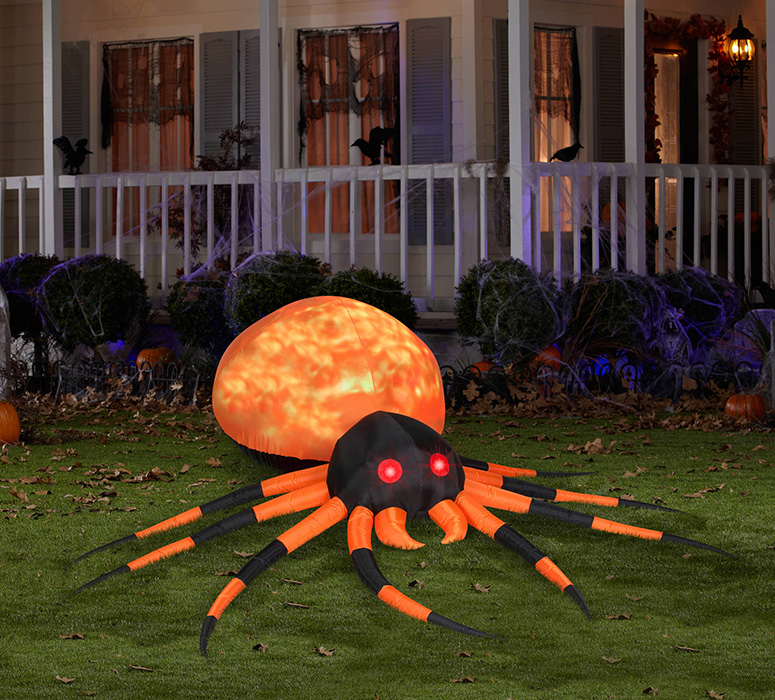Massive Inflatable Orange Fire and Ice Projection Spider
