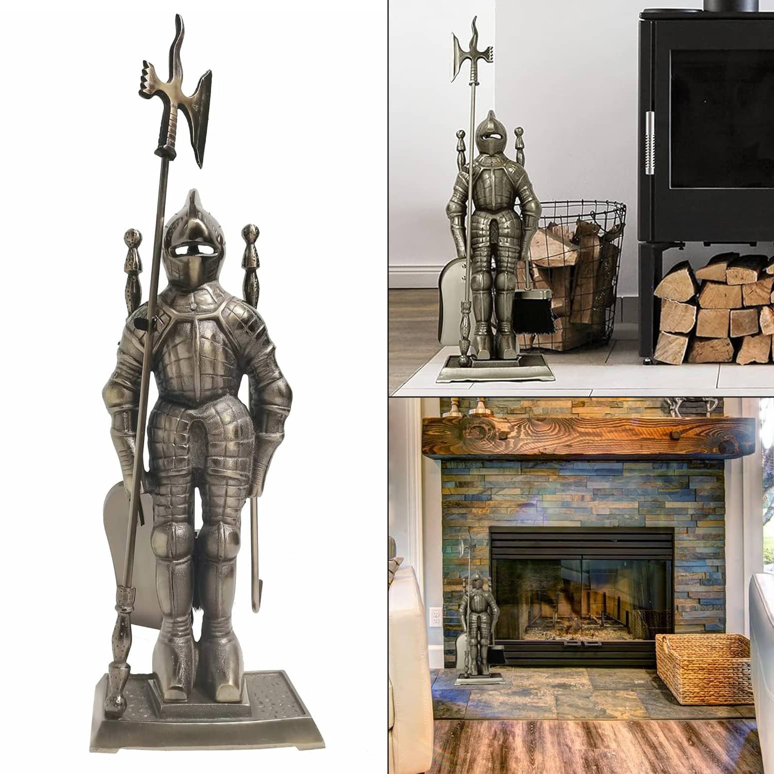 Medieval Knight Suit of Armor Fireplace Tool Set