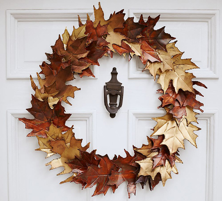 Metal Leaf Autumn Wreath