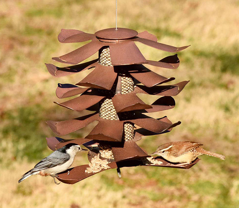Metal Pine Cone Bird Feeder