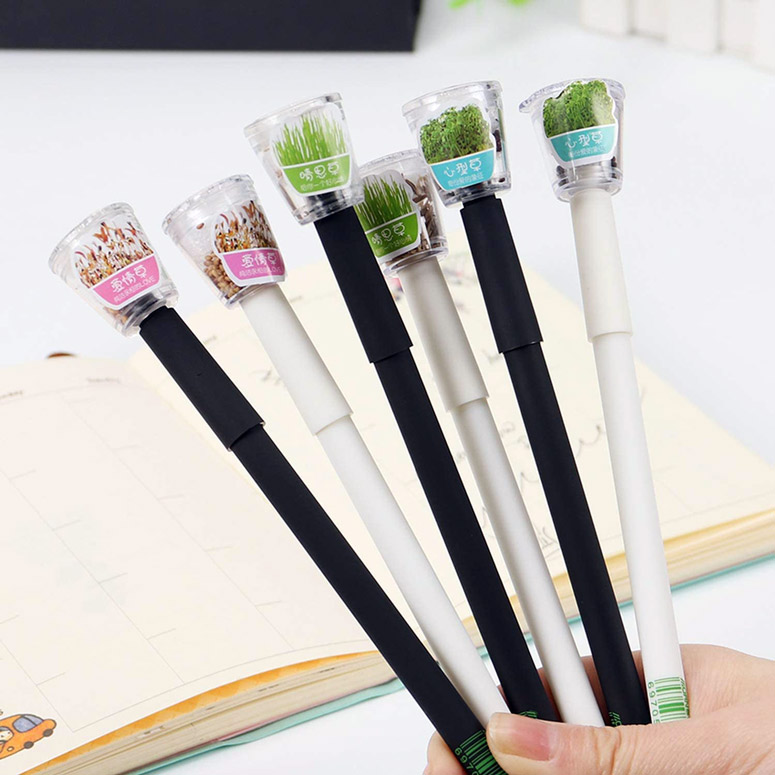 Miniature Garden Pens With Living Plants in the Caps
